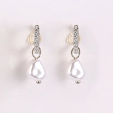 925 Silver Circle Pearl Hoop Earrings for Women