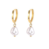 925 Silver Circle Pearl Hoop Earrings for Women