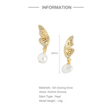 925 Silver Butterfly Pearl Ear Piercing Stud Earrings
