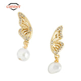 925 Silver Butterfly Pearl Ear Piercing Stud Earrings