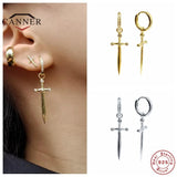 925 Silver Dagger Zircon Pendant Drop Earrings for Women