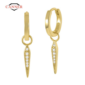 925 Silver Sword Pendant Huggie Earrings