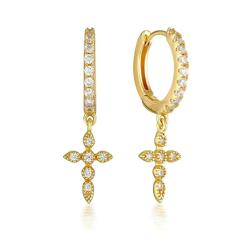 925 Silver Pearl French Cross Lightning Earrings