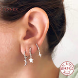 925 Silver Pearl French Cross Lightning Earrings
