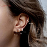 925 Silver Earrings Micro Inlay Hoops Zircon Jewelry Brincos 6 7 8 9mm