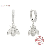 925 Silver Bee Hoop Earrings with Zircon Diamond