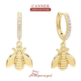 925 Silver Bee Hoop Earrings with Zircon Diamond