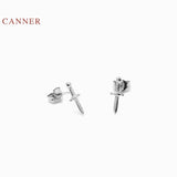925 Sterling Silver Dagger Stud Earrings Zircon Diamond Pendientes