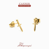 925 Sterling Silver Dagger Stud Earrings Zircon Diamond Pendientes