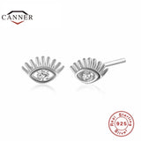 925 Silver Eye Zircon Stud Earrings Women Piercing Earings Fine Jewelry