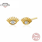 925 Silver Eye Zircon Stud Earrings Women Piercing Earings Fine Jewelry
