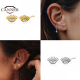 925 Silver Eye Zircon Stud Earrings Women Piercing Earings Fine Jewelry