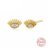 925 Silver Eye Zircon Stud Earrings Women Piercing Earings Fine Jewelry