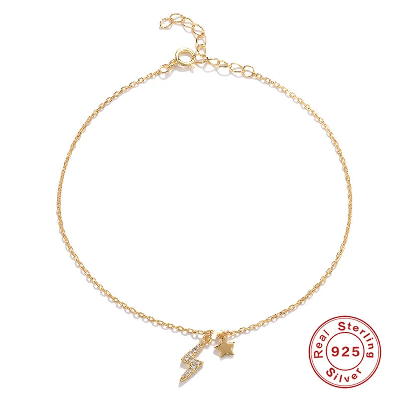 925 Sterling Silver Foot Bracelet Chain Anklets Women Ankle Jewelry