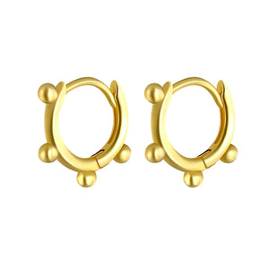 925 Silver Geometric Bead Piercing Earrings Round Cross Hoop Ear Jewelry