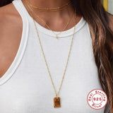 925 Silver Geometric Rivet Diamond Necklace for Women Choker Chain