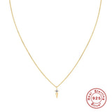 925 Silver Geometric Rivet Diamond Necklace for Women Choker Chain