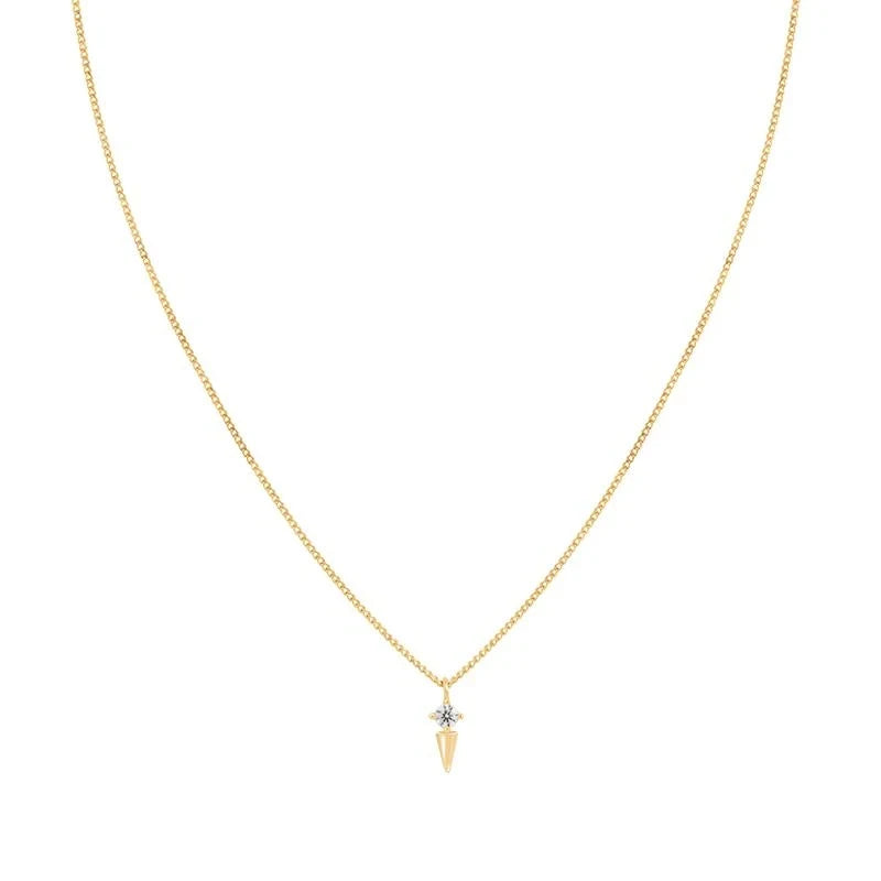 925 Silver Geometric Rivet Diamond Necklace for Women Choker Chain