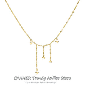925 Silver Pentagon-Star Women's Pendant Necklace Female Choker Jewelry