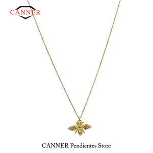 925 Silver Plated Bee Pendant Necklace Women Clavicle Chain Jewelry