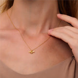 925 Silver Plated Bee Pendant Necklace Women Clavicle Chain Jewelry