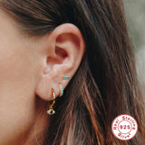 925 Silver Evil Eye Zircon Hoop Earrings Crystal Fine Jewelry