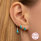 925 Silver Evil Eye Zircon Hoop Earrings Crystal Fine Jewelry