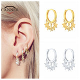 925 Sterling Silver Hoop Earrings Zircon Circle Round Earrings