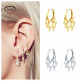 925 Sterling Silver Hoop Earrings Zircon Circle Round Earrings