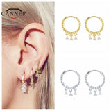 925 Sterling Silver Hoop Earrings Zircon Circle Round Earrings