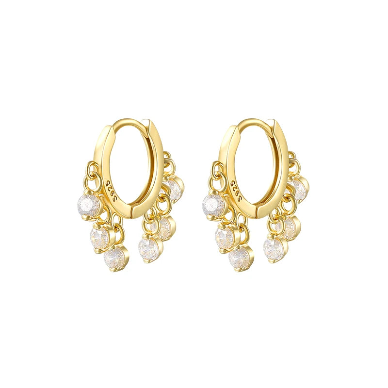 925 Sterling Silver Hoop Earrings Zircon Circle Round Earrings
