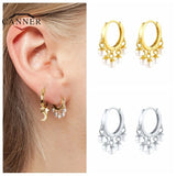 925 Sterling Silver Hoop Earrings Zircon Circle Round Earrings