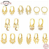 925 Sterling Silver Hoop Earrings Zircon Circle Round Earrings