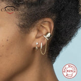 925 Silver Hoop Earrings for Women Diamond Chain Jewelry