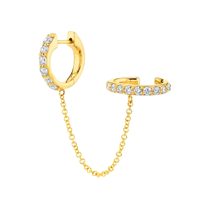 925 Silver Hoop Earrings for Women Diamond Chain Jewelry