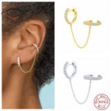 925 Silver Hoop Earrings for Women Diamond Chain Jewelry