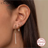 Colorful Zircon 925 Silver Hoop Earrings Women