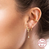 925 Silver Long Crystal Tassel Dangle Earrings Wedding Drop Earrings