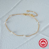 925 Silver Baroque Pearl Chain Bracelet Wedding Jewelry