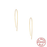 925 Silver Long Chain Stud Earring Bar Pendant Dangle Women Jewelry