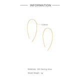 925 Silver Long Chain Stud Earring Bar Pendant Dangle Women Jewelry