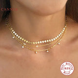 925 Silver Necklace For Women Paper Clip Chain Pendant 18K Bijoux Collar