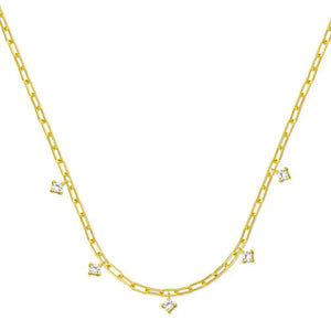 925 Silver Necklace For Women Paper Clip Chain Pendant 18K Bijoux Collar