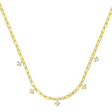 925 Silver Necklace For Women Paper Clip Chain Pendant 18K Bijoux Collar