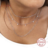 925 Silver Necklace For Women Paper Clip Chain Pendant 18K Bijoux Collar