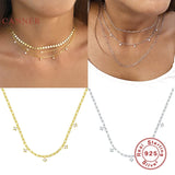 925 Silver Necklace For Women Paper Clip Chain Pendant 18K Bijoux Collar