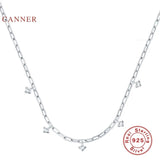 925 Silver Necklace For Women Paper Clip Chain Pendant 18K Bijoux Collar