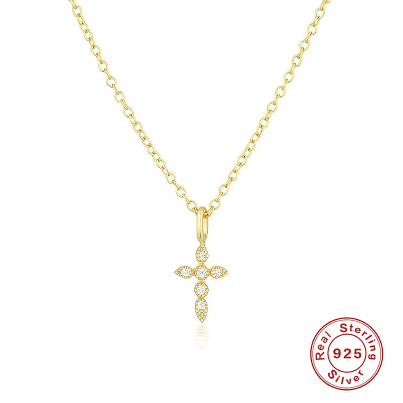 925 Sterling Silver Cross Pendant Necklace for Women