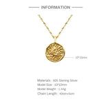 925 Sterling Silver Necklace Sun Moon Pendant Chain Choker Collar