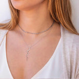 925 Silver Necklace Snake Pendant 18K Collar Joyero